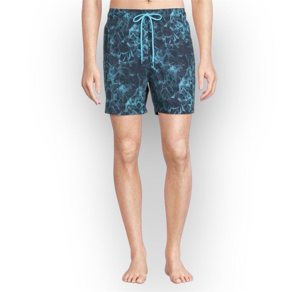 George, Geometric Novelty Print 6" Swim Trunks with Stretch, Men's Small (28-30)